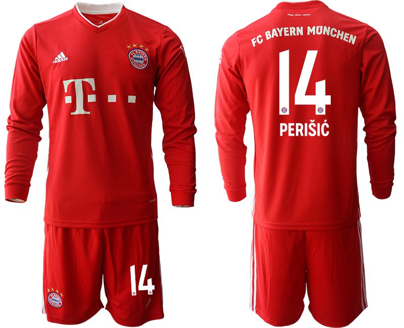 Men 2020-2021 club Bayern Munich home long sleeves #14 red Soccer Jerseys